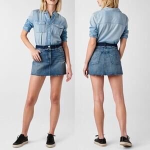 Hudson x Revolve Vivid Denim Cut Off Mini Skirt‎